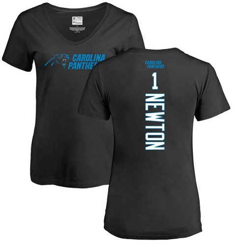 Carolina Panthers Black Women Cam Newton Backer NFL Football #1 T Shirt